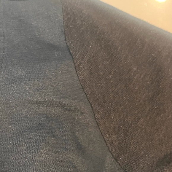 Pure Jill Black Short Sleeve Knit Side Panels Linen Midi Dress Sz L - Picture 6 of 6